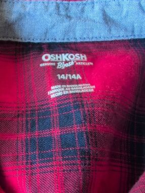 Boys OshKosh B'gosh Red and Black Plaid Shirt